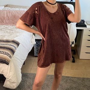 Distressed pigment wash dress